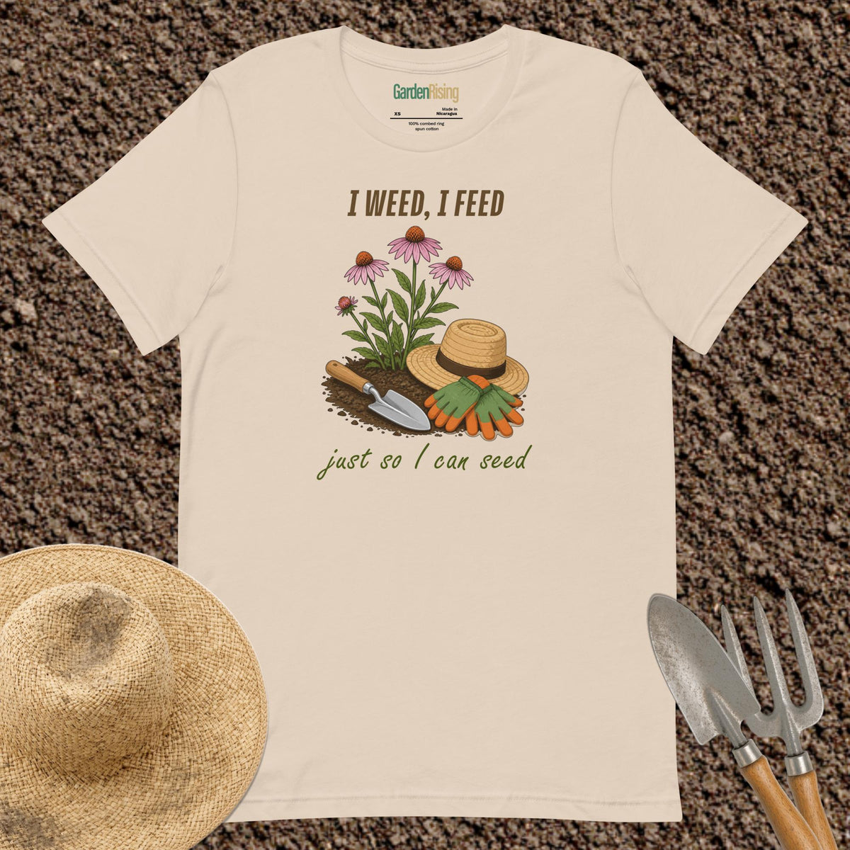 I weed, I feed garden t-shirt